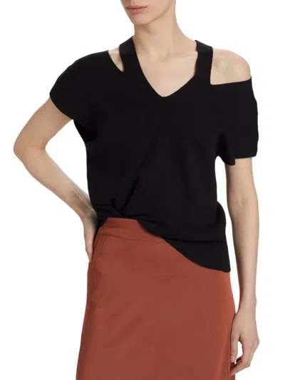 Saks Fifth Avenue Women's Cotton-blend Cut-out Sweater In Black
