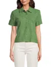 Saks Fifth Avenue Women's Cotton Embroidered Shirt In Pasture Green