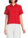 Saks Fifth Avenue Women's Cotton Embroidered Shirt In Vibrant Red