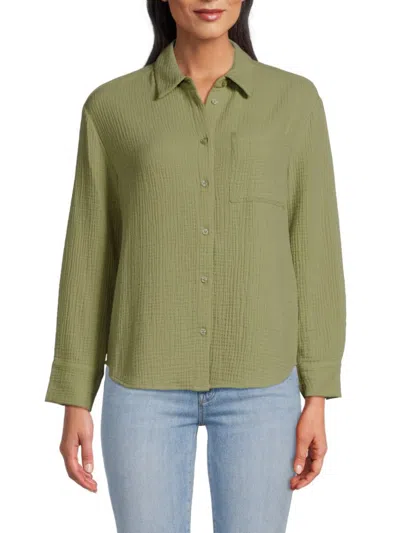 Saks Fifth Avenue Women's Cotton Gauze Shirt In Green