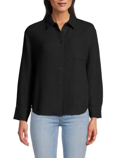 Saks Fifth Avenue Women's Cotton Gauze Shirt In Black