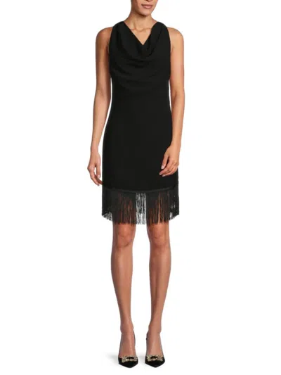 Saks Fifth Avenue Women's Cowlneck Tassel Mini Dress In Black