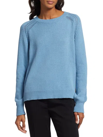 Saks Fifth Avenue Women's Crewneck Raglan Sleeve Sweater In Azure Blue