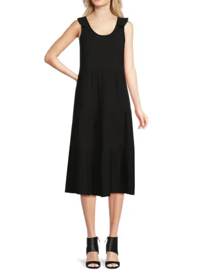 Saks Fifth Avenue Women's Crinkle Midi A-line Dress In Black