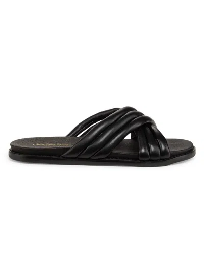 Saks Fifth Avenue Women's Crisscross Leather Slide Sandals In Black