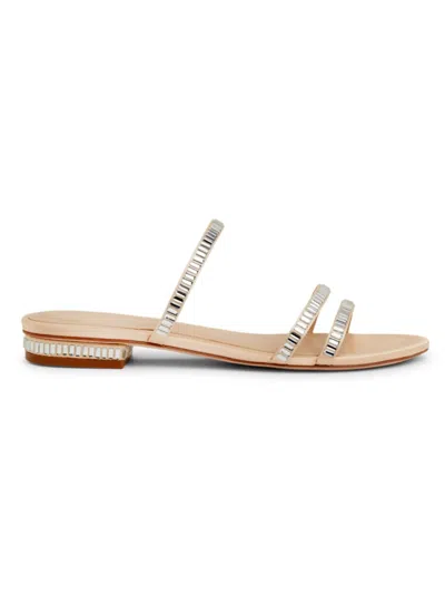 Saks Fifth Avenue Women's Crystal-embellished Flat Sandals In Neutral