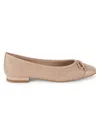 Saks Fifth Avenue Women's Danielle Faux Leather Perforated Bow Ballet Flats In Nude