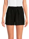 Saks Fifth Avenue Women's Drawstring 100% Linen Shorts In Black