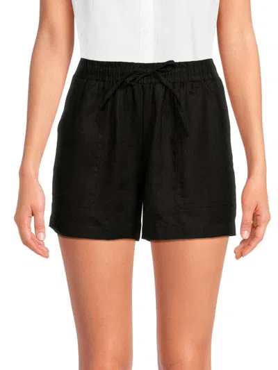 Saks Fifth Avenue Women's Drawstring 100% Linen Shorts In Black