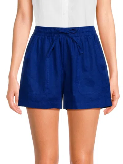 Saks Fifth Avenue Women's Drawstring 100% Linen Shorts In Cobalt