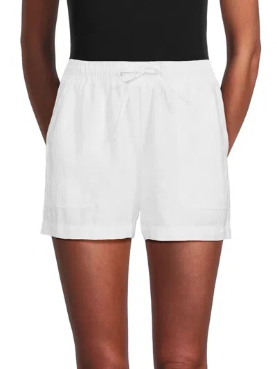 Saks Fifth Avenue Women's Drawstring 100% Linen Shorts In White