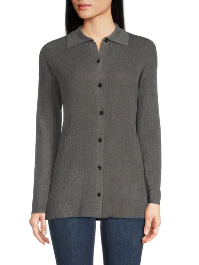 Saks Fifth Avenue Women's Dropped Shoulder Cardigan In Dark Grey