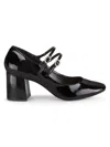 Saks Fifth Avenue Women's 63mm Dual Strap Patent Leather Mary Jane In Black Patent