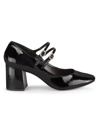 Saks Fifth Avenue Women's 63mm Dual Strap Patent Leather Mary Jane In Black Patent