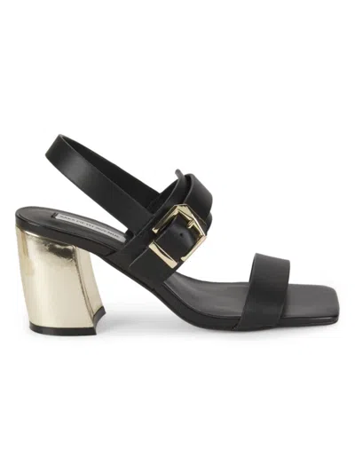 Saks Fifth Avenue Women's Ella 75mm Leather Block-heel Sandals In Black