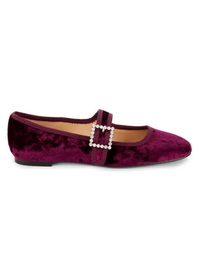 Saks Fifth Avenue Women's Ellie Velvet Mary Janes In Wine Velvet
