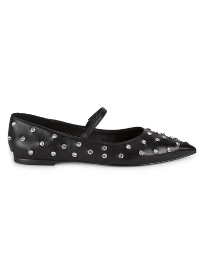 Saks Fifth Avenue Women's Embellished Leather Mary Jane In Mestico Black