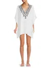 SAKS FIFTH AVENUE WOMEN'S EMBROIDERED LACE UP CAFTAN