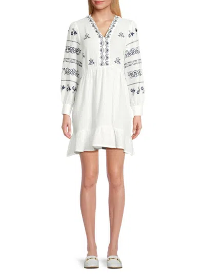 Saks Fifth Avenue Women's Embroidered Mini Dress In White