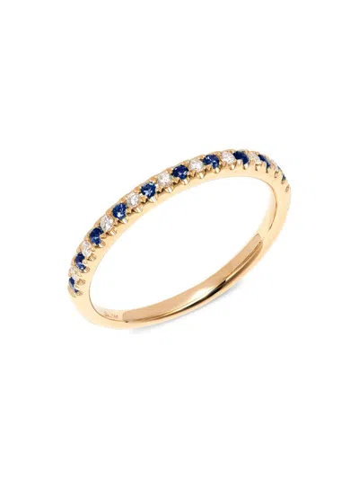 Saks Fifth Avenue Women's Eternal 14k Yellow Gold, Blue Sapphire & Diamond Band Ring