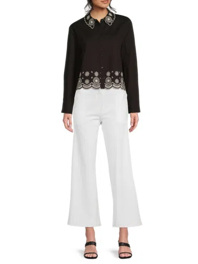 Saks Fifth Avenue Women's Eyelet Emboirdery Scalloped Shirt In Multi