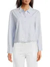 Saks Fifth Avenue Women's Eyelet Emboirdery Scalloped Shirt In Blue