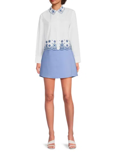 Saks Fifth Avenue Women's Eyelet Emboirdery Scalloped Shirt In Multi