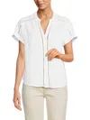 Saks Fifth Avenue Women's Eyelet 100% Linen Shirt In White
