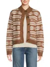 Saks Fifth Avenue Women's Fair Isle Cropped Cardigan In Brown