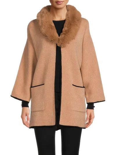 Saks Fifth Avenue Women's Faux Fur Collar Jacket In New Camel