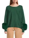 Saks Fifth Avenue Women's Faux Fur Cuff Sweater In Jade