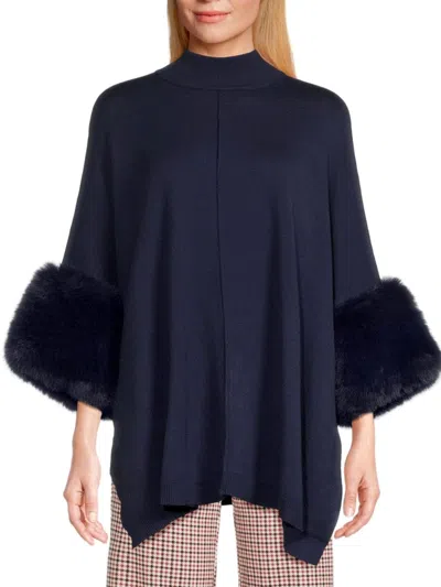Saks Fifth Avenue Women's Faux Fur Cuffs Sweater In Eclipse