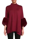 Saks Fifth Avenue Women's Faux Fur Cuffs Sweater In New Camel