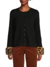 Saks Fifth Avenue Women's Faux-fur-trim Cardigan In Black