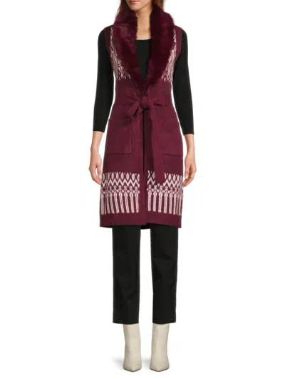 Saks Fifth Avenue Women's Faux-fur-trim Longline Cardigan