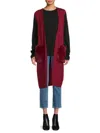 Saks Fifth Avenue Women's Faux Fur Trim Open Front Cardigan In Cabernet