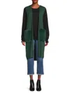 Saks Fifth Avenue Women's Faux Fur Trim Open Front Cardigan In Jade