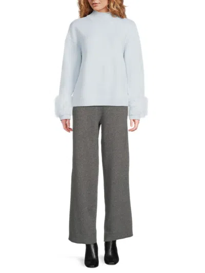 Saks Fifth Avenue Women's Faux-fur-trim Sweater In Gray