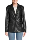 Saks Fifth Avenue Women's Faux Leather Blazer In Black