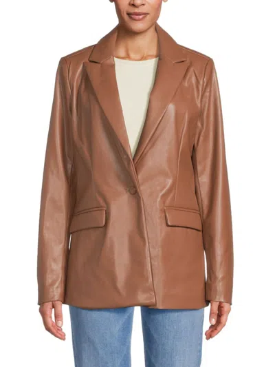 Saks Fifth Avenue Women's Faux Leather Blazer In Tan