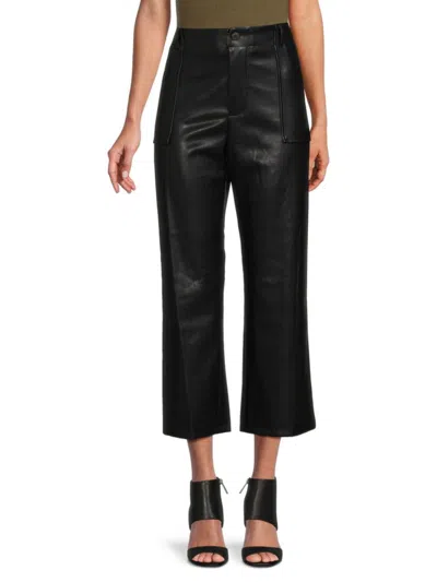 Saks Fifth Avenue Women's Faux Leather Cropped Pants In Black