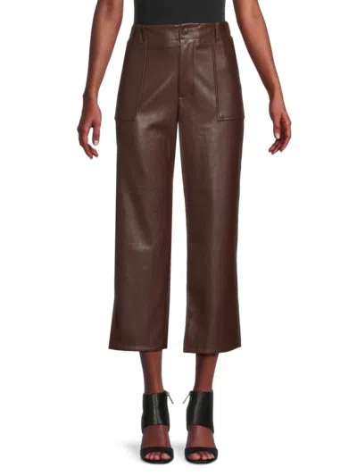 Saks Fifth Avenue Women's Faux Leather Cropped Pants In Chocolate