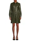Saks Fifth Avenue Women's Faux Leather Mini Coat Dress In Olive