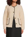 Saks Fifth Avenue Women's Faux-shearling Contrast-trim Jacket In Neutral