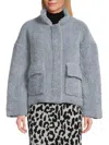 Saks Fifth Avenue Women's Faux Shearling Teddy Jacket In Blue Stone