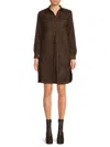 Saks Fifth Avenue Women's Faux Suede Button-front Shirtdress In Brown