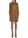 Saks Fifth Avenue Women's Faux Suede Button-front Shirtdress In Brown