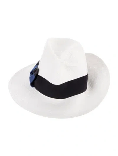 Pre-owned Saks Fifth Avenue Women's Fedora Hat In White