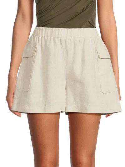 Saks Fifth Avenue Women's Flat Front 100% Linen Shorts In Natural