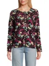 Saks Fifth Avenue Women's Floral 100% Cashmere Sweater In Black